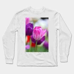 Pink & White Tulip Long Sleeve T-Shirt